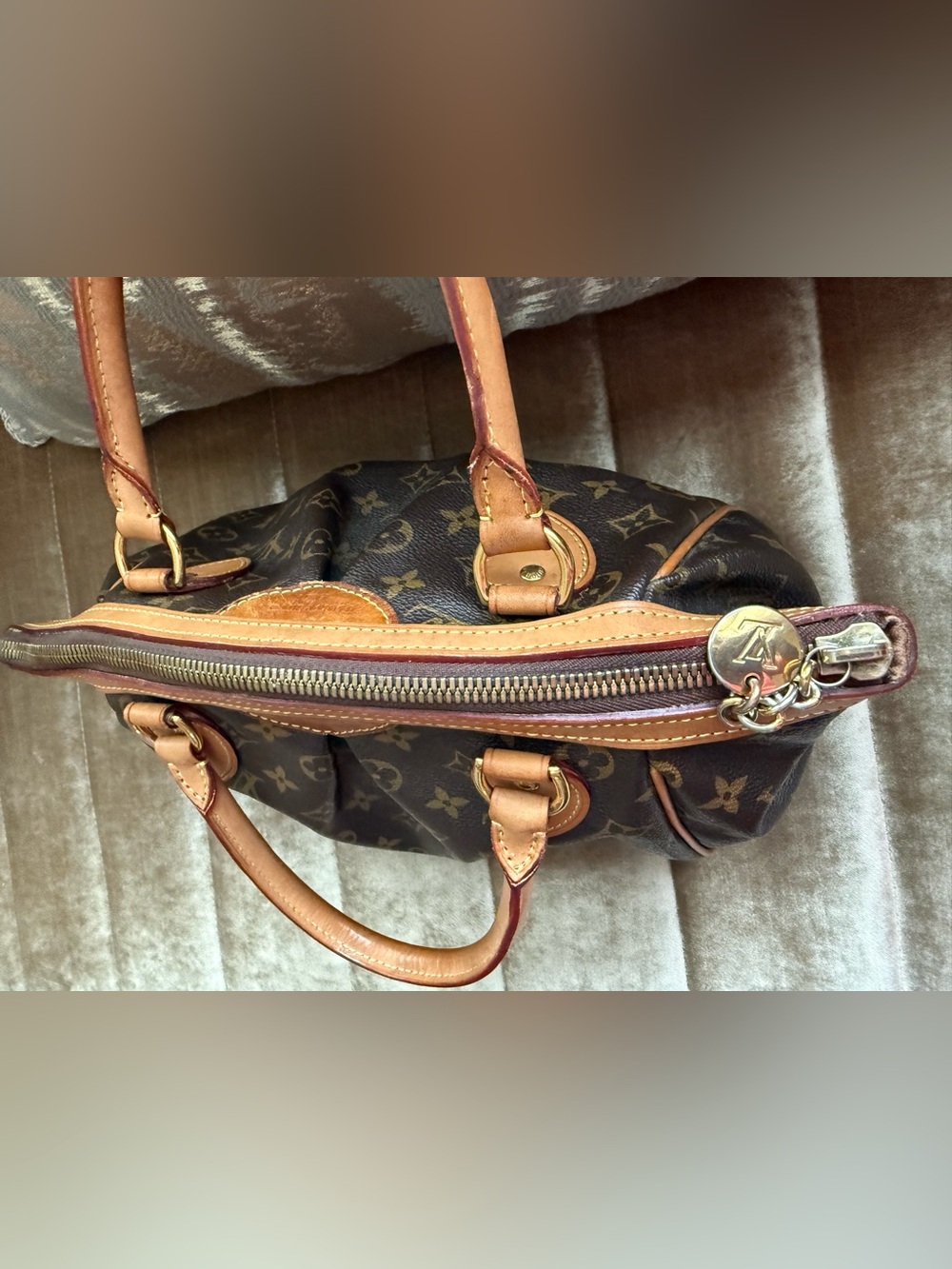 Louis Vuitton Tavioli PM Canvas Satchel with Tan Leather Trim - Picture 7 of 16